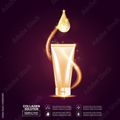 Collagen Serum and Vitamin Background Concept Skin Care Cosmetic.
