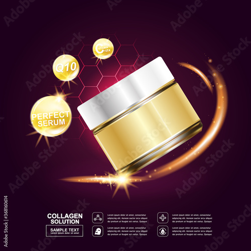 Collagen Serum and Vitamin Background Concept Skin Care Cosmetic.