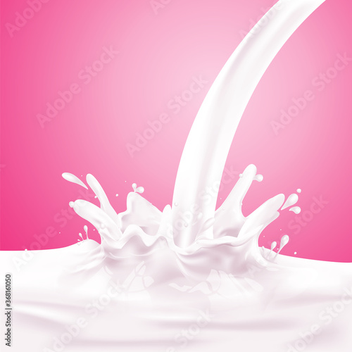 Milk, soy yogurt splashing vector concept