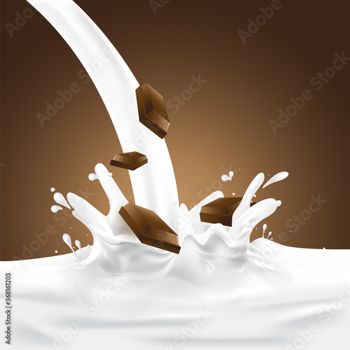 Milk, soy yogurt splashing vector concept