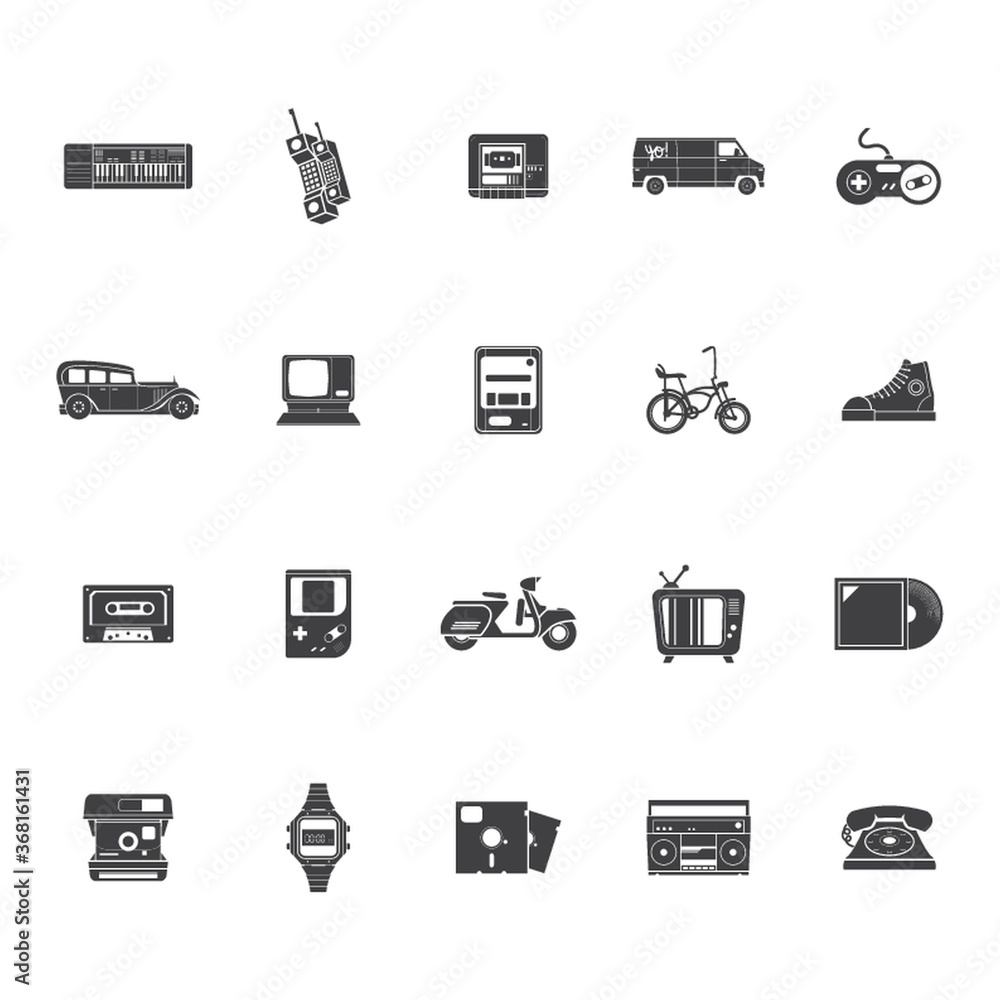 retro technology icons