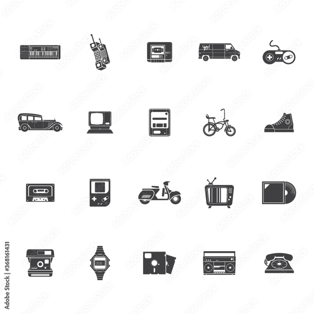 retro technology icons retro technology icons