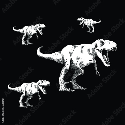 T-REX black background illustration vector