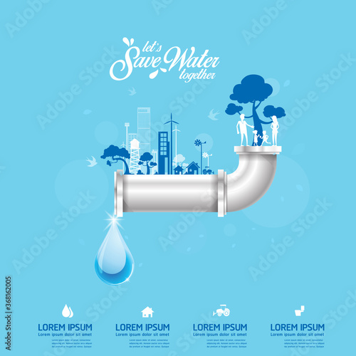 Save Water Vector Concept Water is Life.