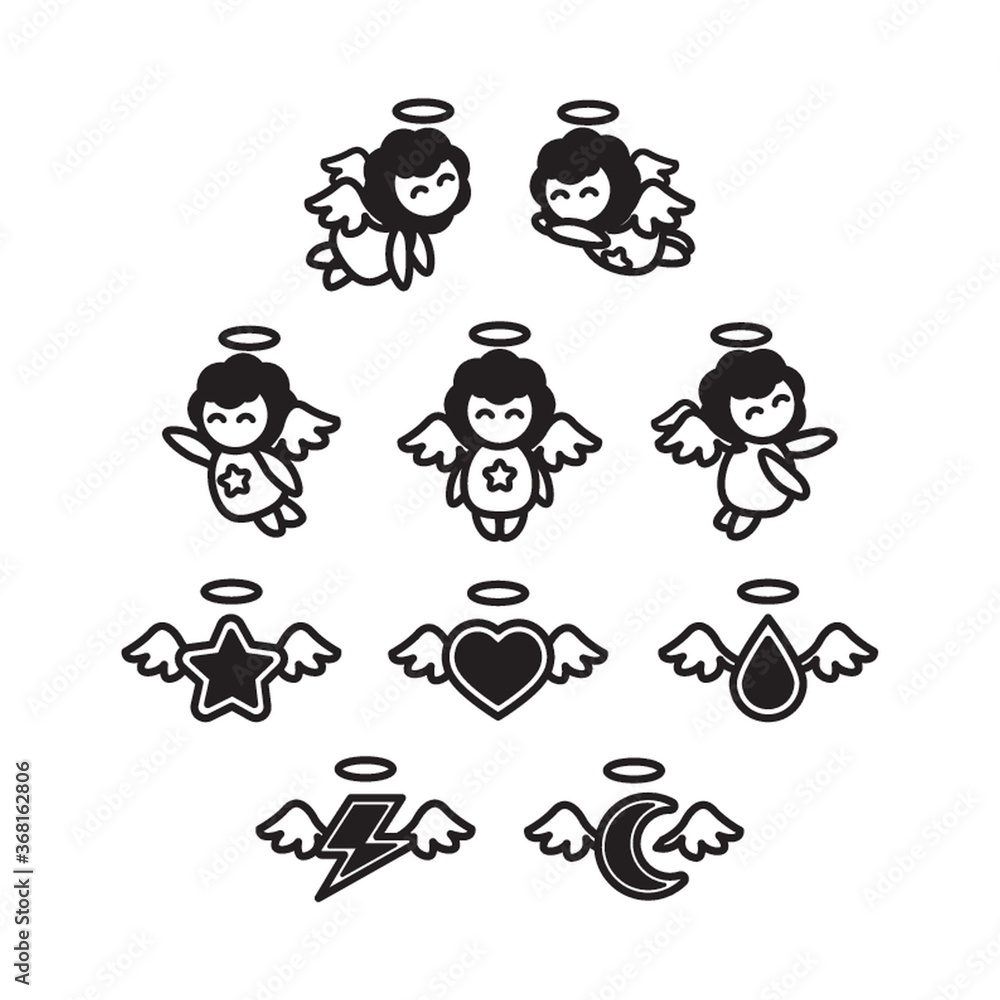 Fototapeta premium set of angel icons