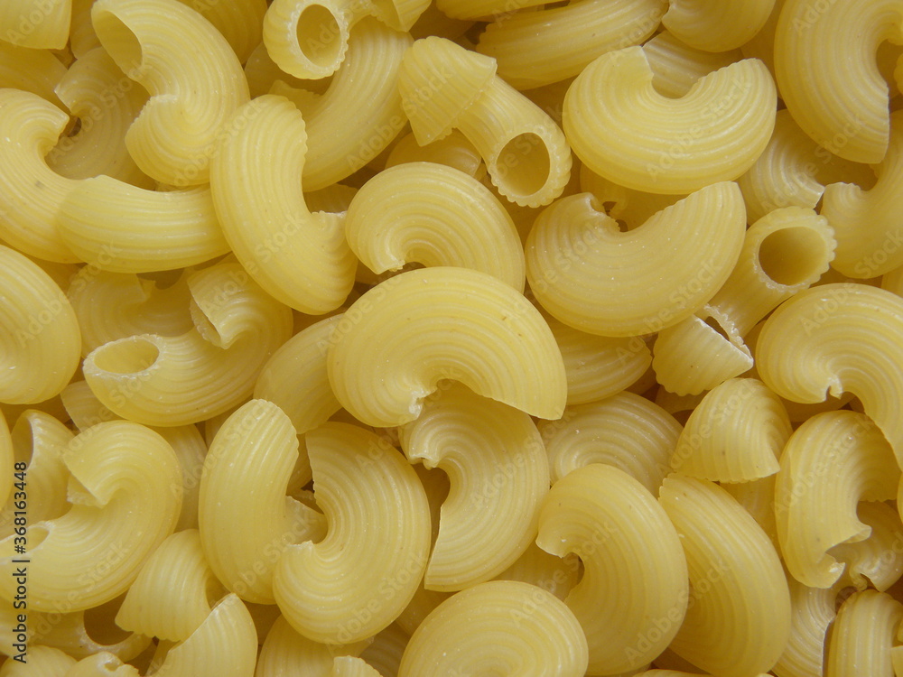 Yellow color raw dried Chifferi Rigati pasta Yellow color raw dried Chifferi Rigati pasta