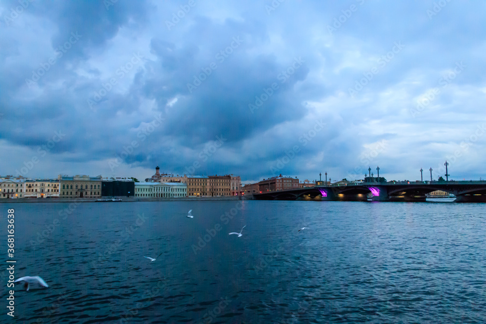 View of the Neva river in St. Petersburg, Russia