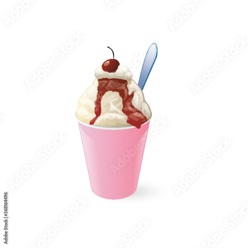 ice-cream sundae with cherry topping