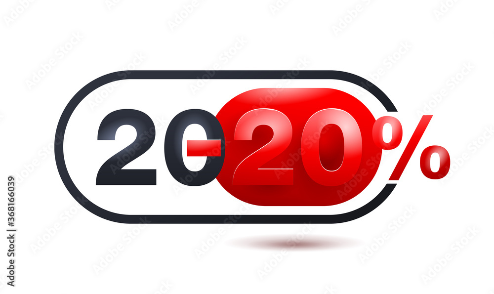 2020 Year 20 percents off sale - limited special offer element for promo banner, flyer or poster - isolated digits and percentage sign 2020 Year 20 percents off sale - limited special offer element for promo banner, flyer or poster - isolated digits and percentage sign