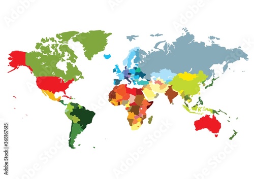 world map with colorful colors