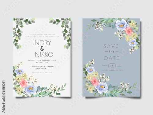 elegant wedding invitation cards with beautiful floral concept