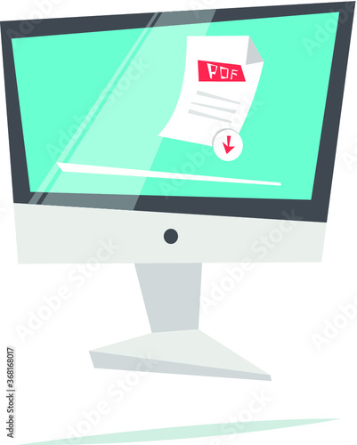 Computer with pdf file.