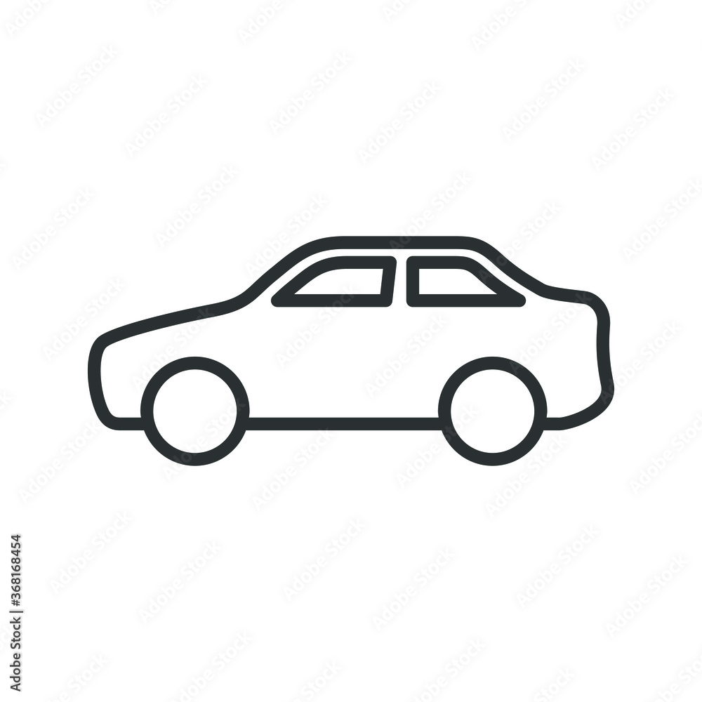 Vector illustration of car side view icon on white background