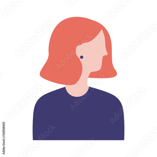 young woman profile avatar character flat style icon