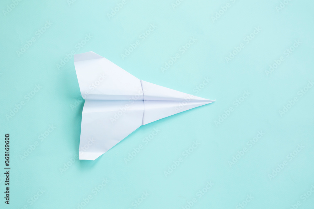 assembly procedure of a paper white airplane. Origami. C assembly procedure of a paper white airplane. Origami. C