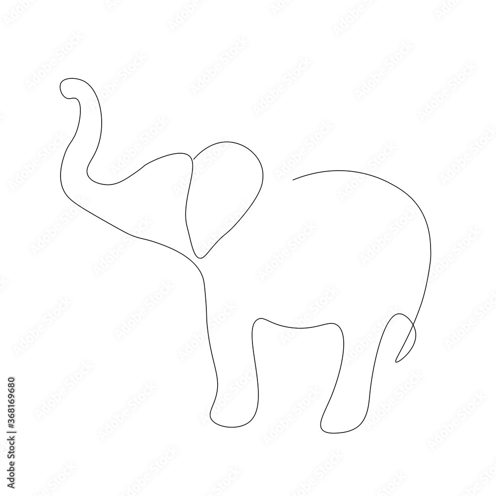 Elephant silhouette one line drawing. Vector illustration Elephant silhouette one line drawing. Vector illustration