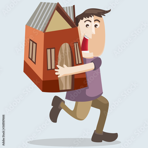 a thief stealing or rob a house flat vector illustration 