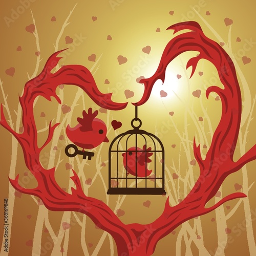 bird saving its mate from a cage