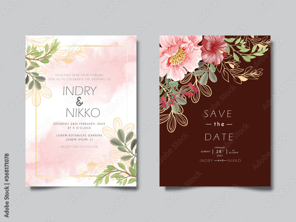 elegant wedding invitation cards with beautiful floral concept