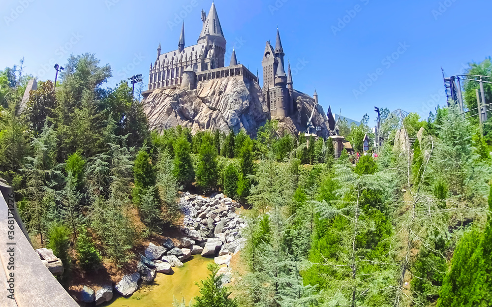 Orlando, Florida, USA - May 09, 2018: The Hogwarts Castle at The Wizarding  World Of Harry Potter in Adventure Island of Universal Studios Orlando.  Stock Photo | Adobe Stock
