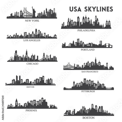 usa skyline silhouette collection