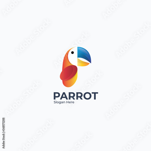 modern Parrot logo design template. Tropic animal badge for veterinary clinic, pet food