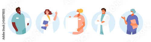 Group of specialist doctors. Medical staff and team vector characters
