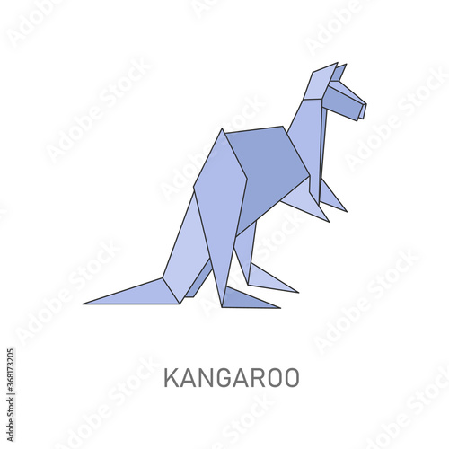 Wild animal the kangaroo origami or folded paper vector illustration isolated.