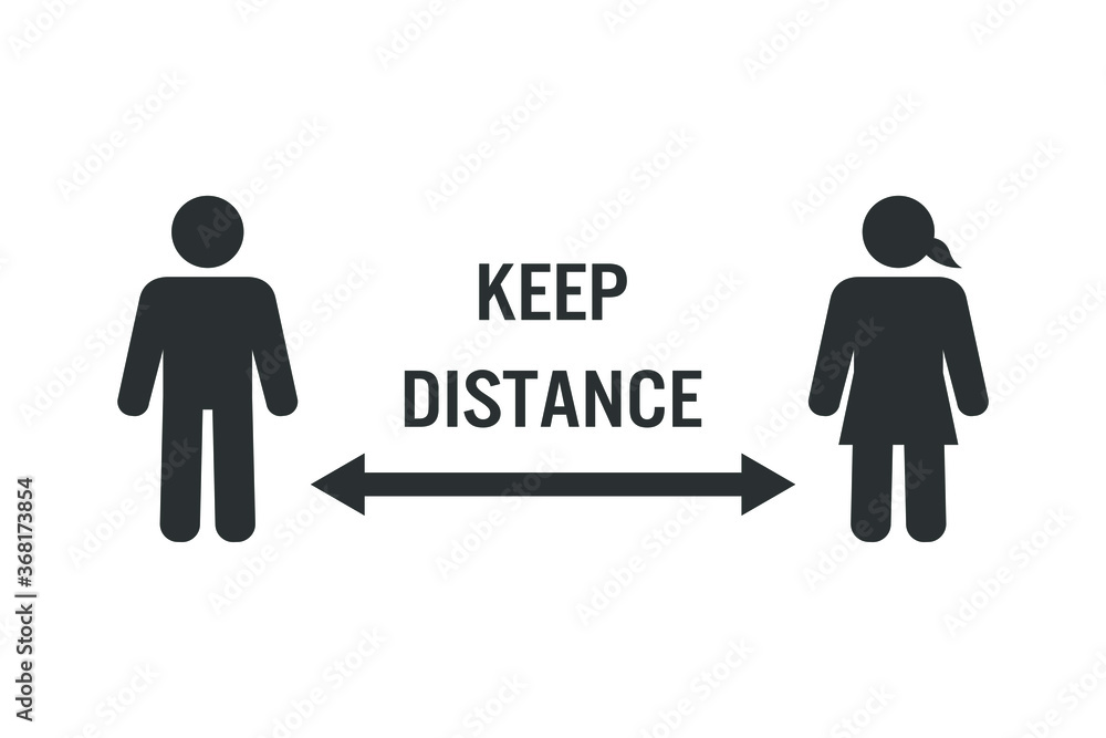 Vector illustration of keep distance sign on white background Vector illustration of keep distance sign on white background