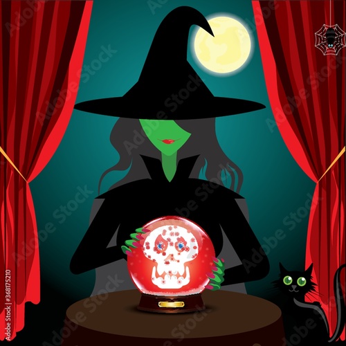 witch holding magic crystal ball