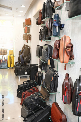 Stylish bags in interior of...