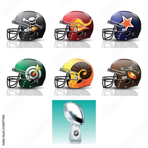 american football helmets and trophy icon