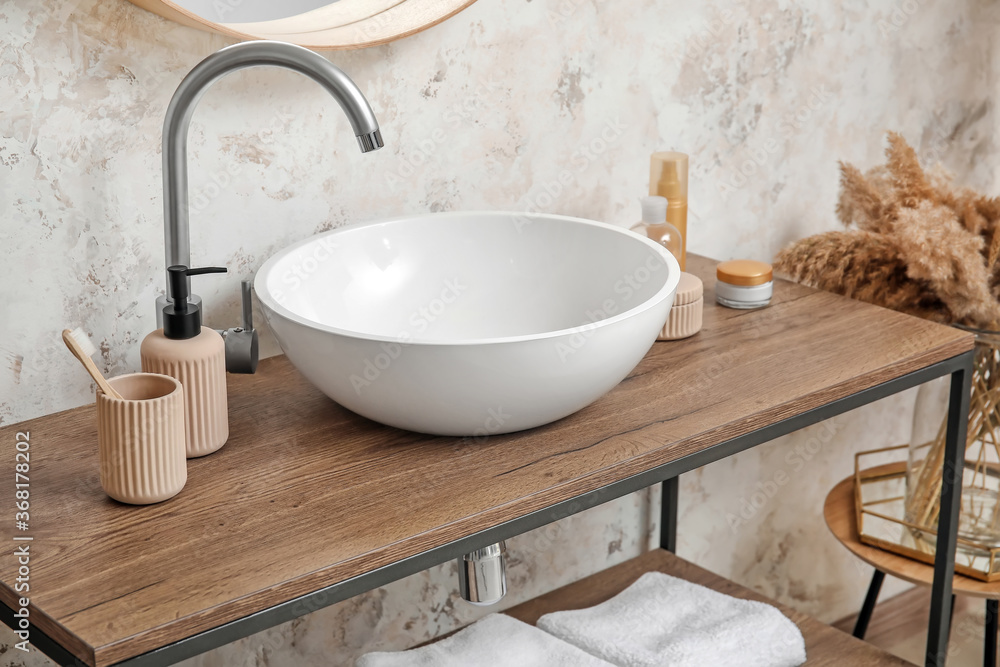 Sink in interior of modern stylish bathroom Stock Photo | Adobe Stock