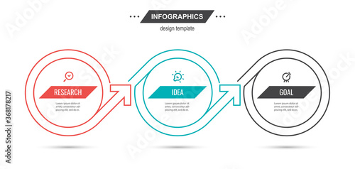 Vector Infographic thin line design template with icons and 3 options or steps. Can be used for process diagram, presentations, workflow layout, banner, flow chart, info graph.