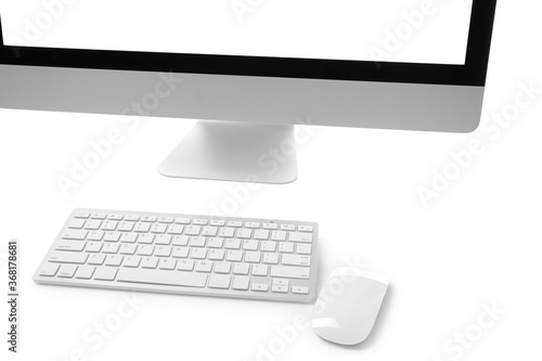 Modern computer on white ba...