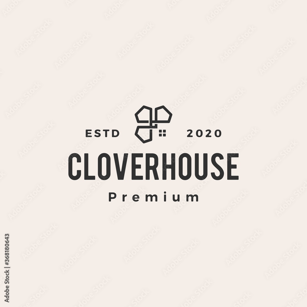 house clover hipster vintage logo vector icon illustration