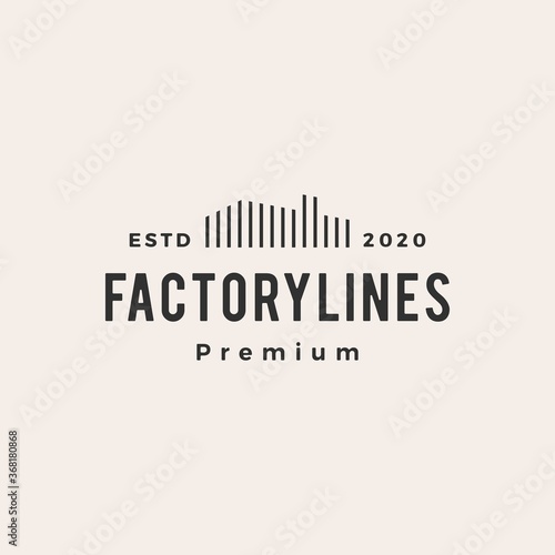 factory line outline hipster vintage logo vector icon illustration