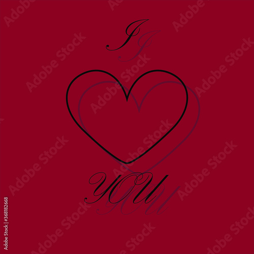 heart on a maroon background. declaration of love. vector