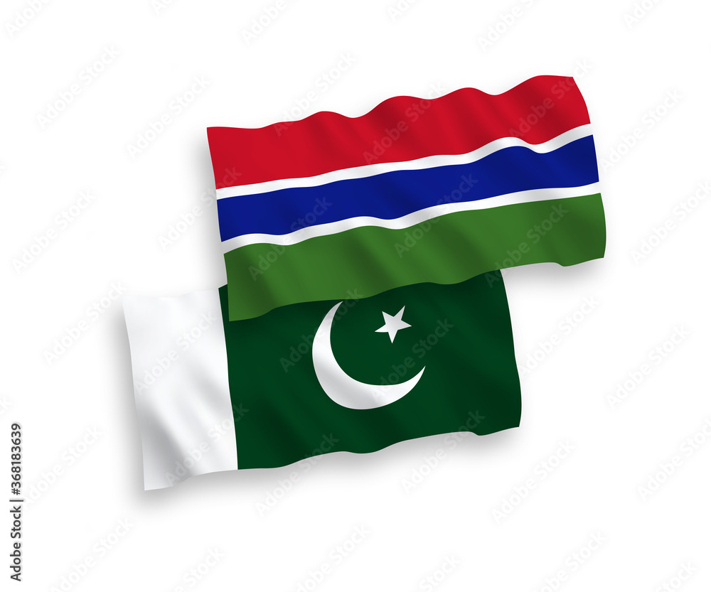 Flags of Republic of Gambia and Pakistan on a white background Flags of Republic of Gambia and Pakistan on a white background