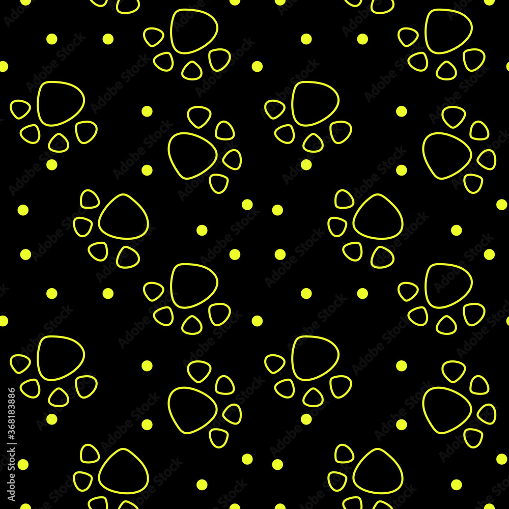 Vector seamless pattern with dog footprints. Can be used for wallpaper,fabric, web page background, surface textures.
