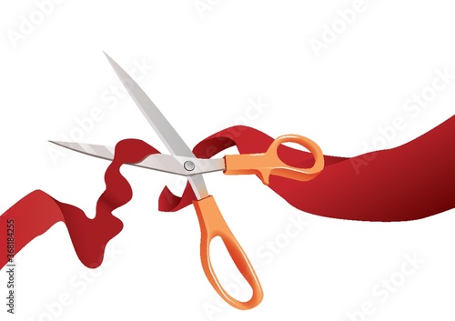 cutting the red ribbon