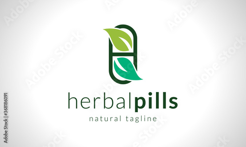 Herbal Pills Natural Drug Logo Design, medicine logo, medical food logo, herbal logo.