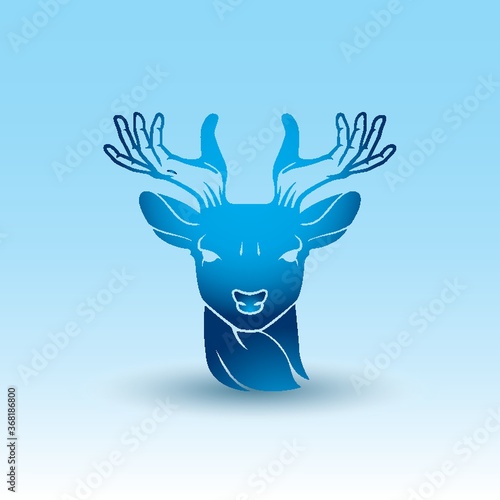 deer with hand antlers