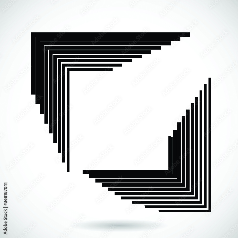 Rectangle Logo with lines.Square unusual icon Design .frame with Vector stripes . Rectangle Logo with lines.Square unusual icon Design .frame with Vector stripes .
