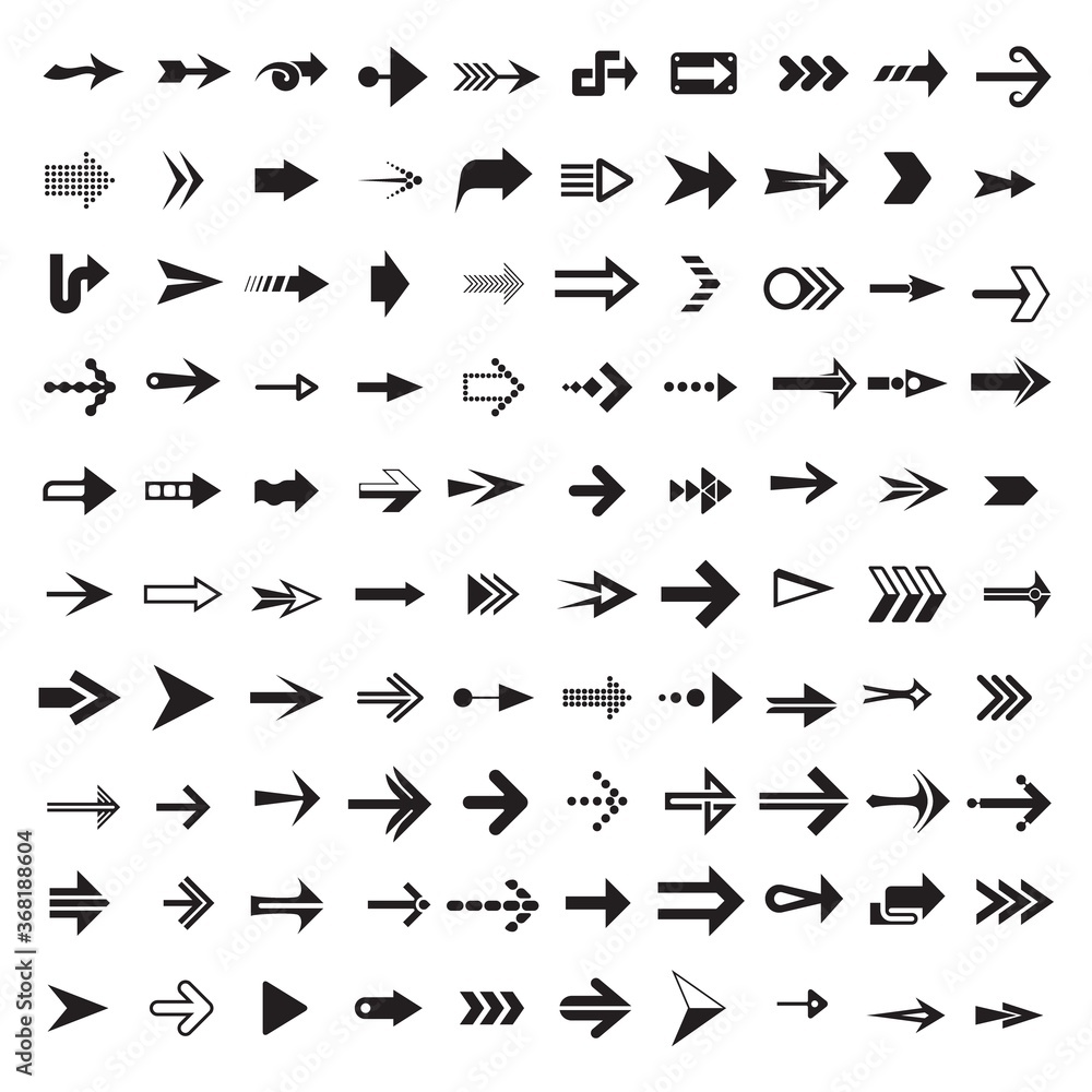 Arrow and pointer signs set vector illustration