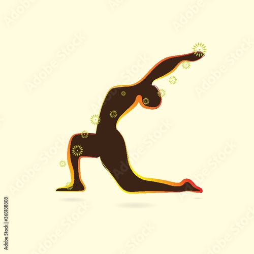 woman silhouette practising yoga in low lunge pose