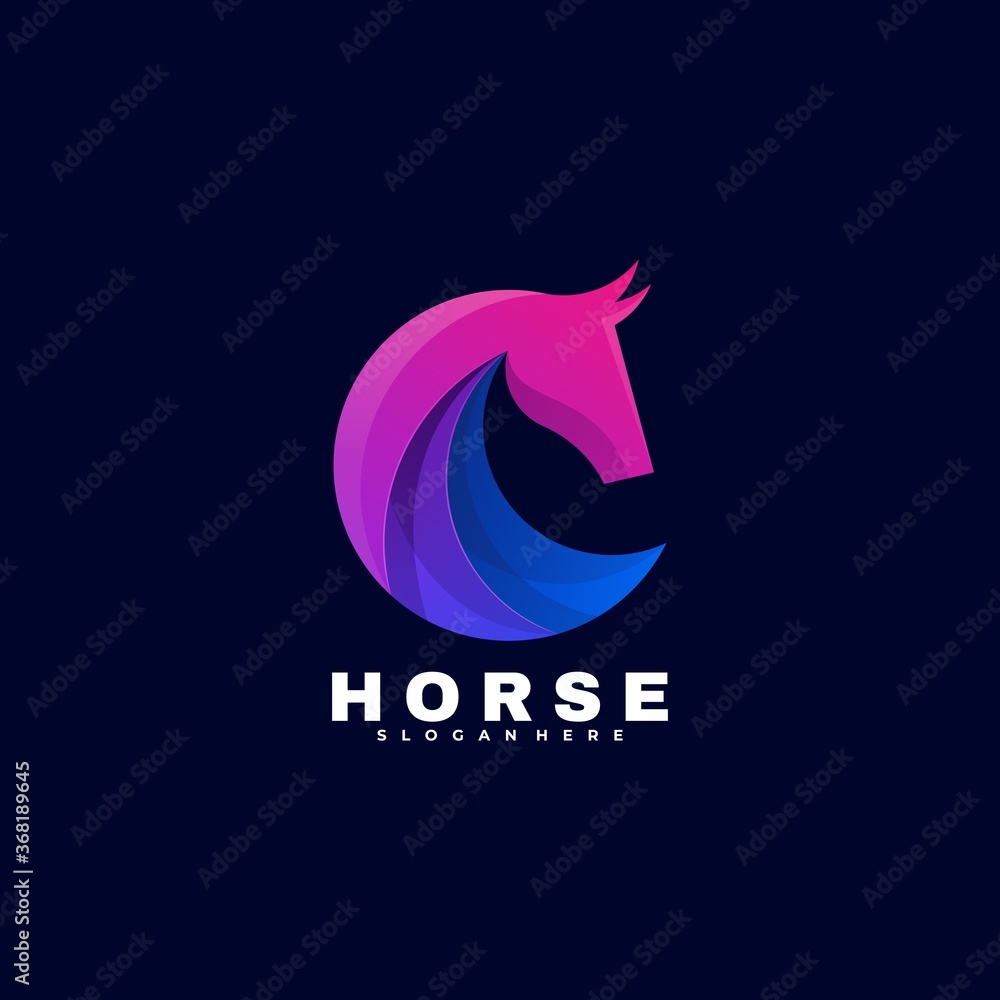 Fototapeta premium Vector Logo Illustration Horse Gradient Colorful Style.