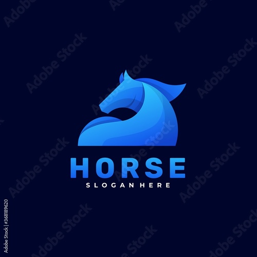 Vector Logo Illustration Horse Gradient Colorful Style.