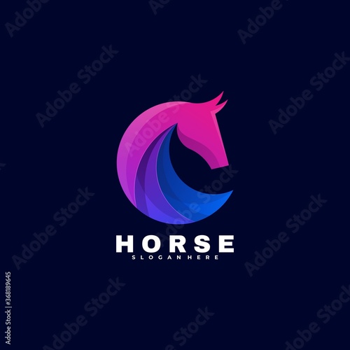 Vector Logo Illustration Horse Gradient Colorful Style.