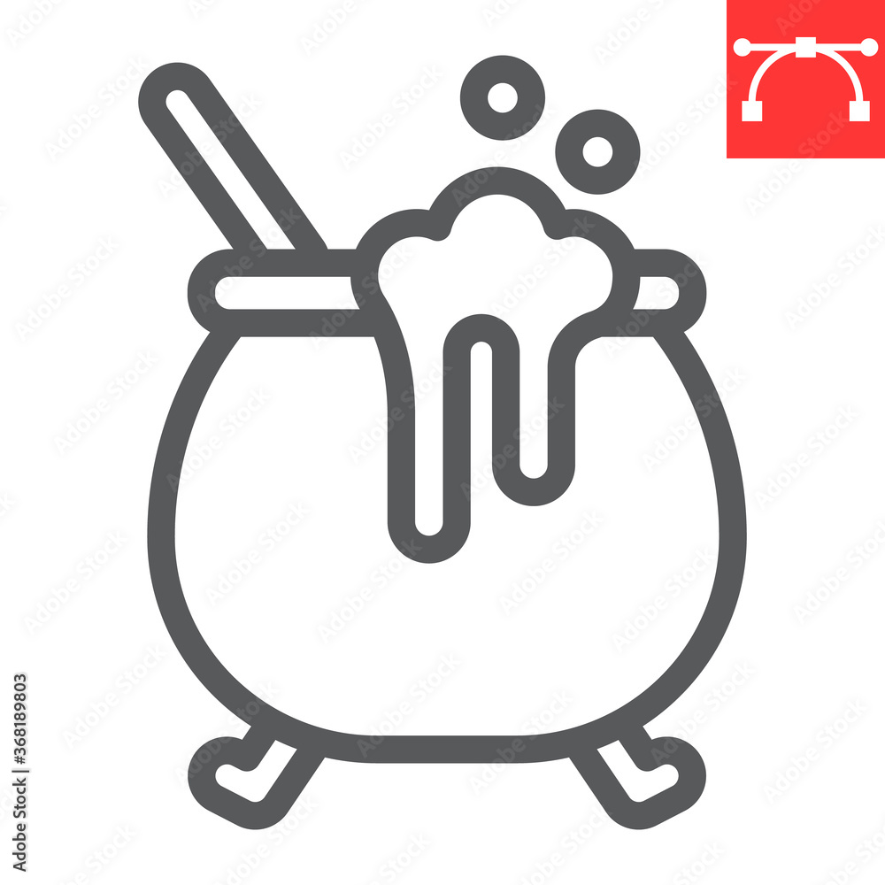 Witch cauldron line icon, halloween and scary, witch pot sign vector graphics, editable stroke linear icon, eps 10. Witch cauldron line icon, halloween and scary, witch pot sign vector graphics, editable stroke linear icon, eps 10.